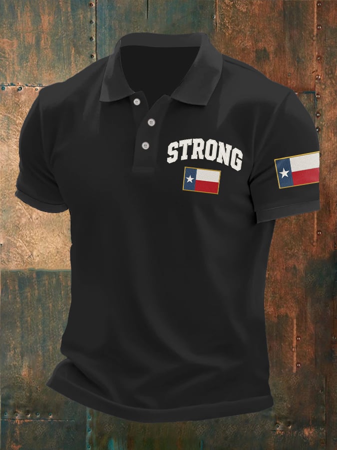๐๐Join us in praying for Texas.๐Men's Retro Texas Strong Printed Polo Shirt