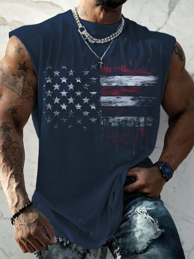 Mens Vintage Flag Print Tank Top