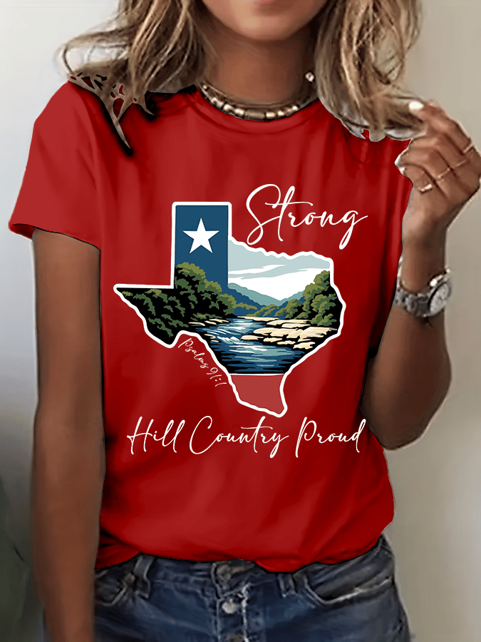 🙏💔Join us in praying for Texas.🙏Women's Texas Strong Print Crew Neck T-Shirt