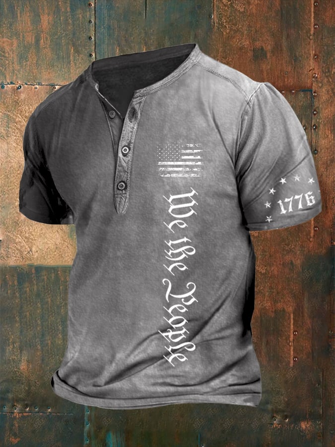 Men's We The People Independence Day Print Henley T-Shirt