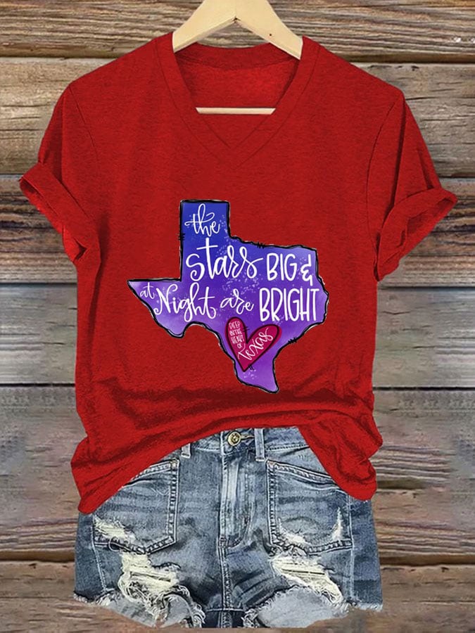 Women's God Bless Texas Casual V-Neck T-Shirt