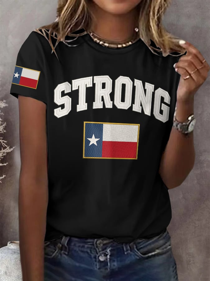 🙏💔Join us in praying for Texas.🙏Retro Texas Strong Print T-Shirt