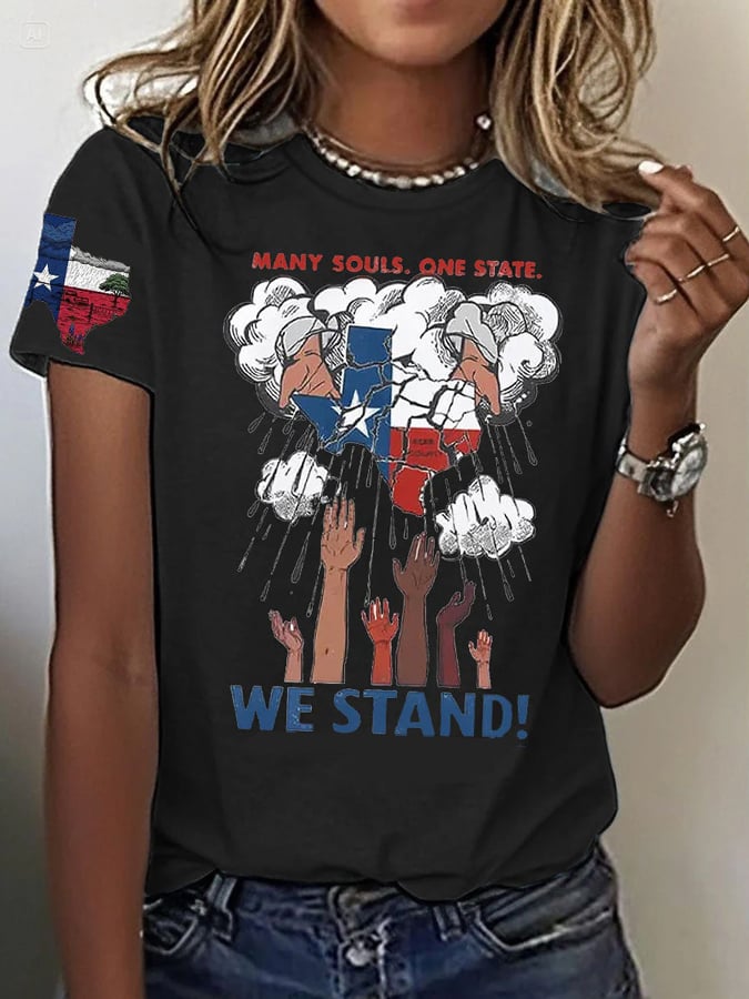 🙏💔Join us in praying for Texas.🙏Women's Texas Strong Print Crew Neck T-Shirt