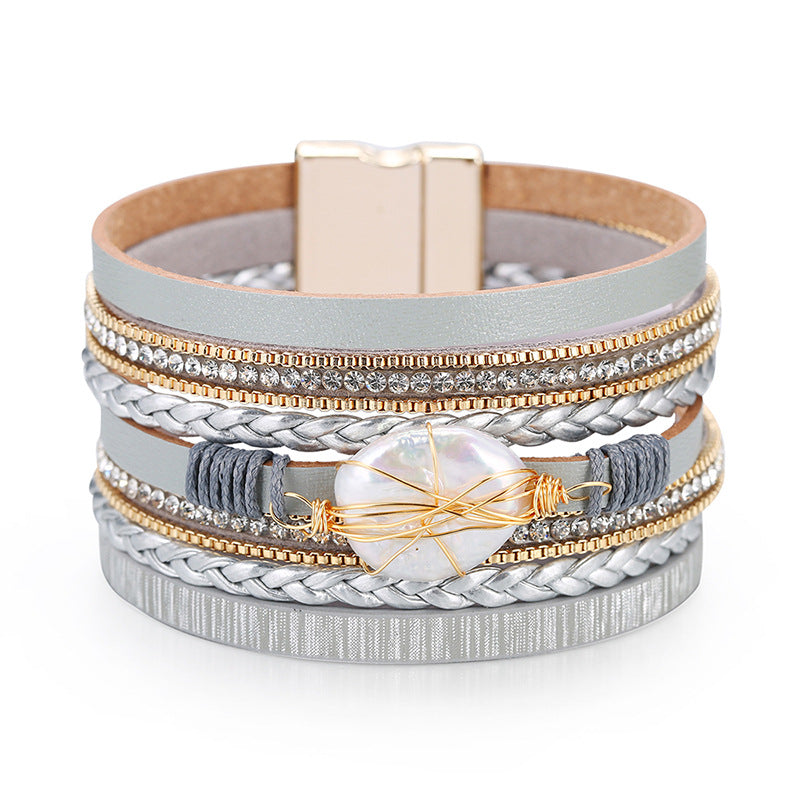 Bohemian Vegan Leather Bracelet, Boho Wrap Bracelet