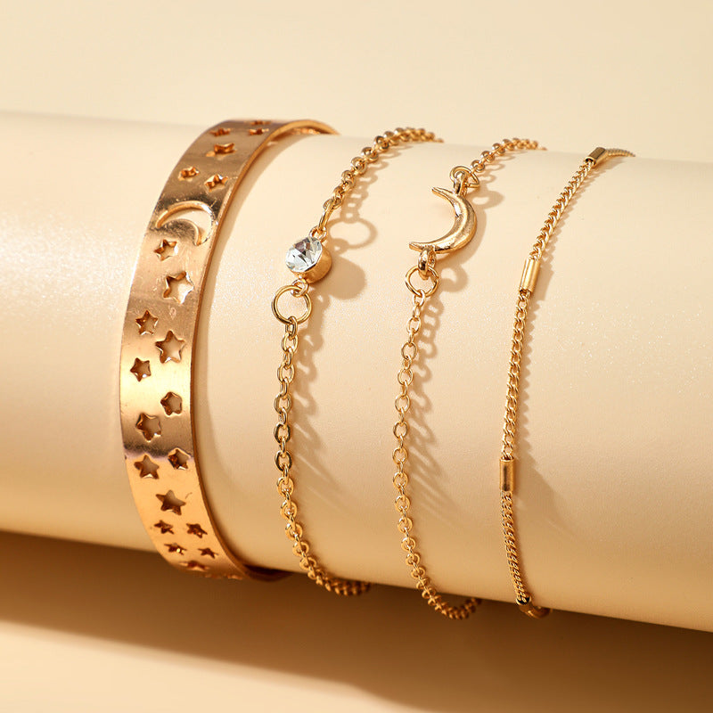 Set of 4 Boho Bracelets, Chain Bracelets For Women