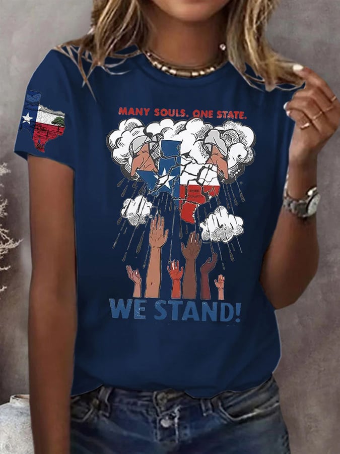 🙏💔Join us in praying for Texas.🙏Women's Texas Strong Print Crew Neck T-Shirt