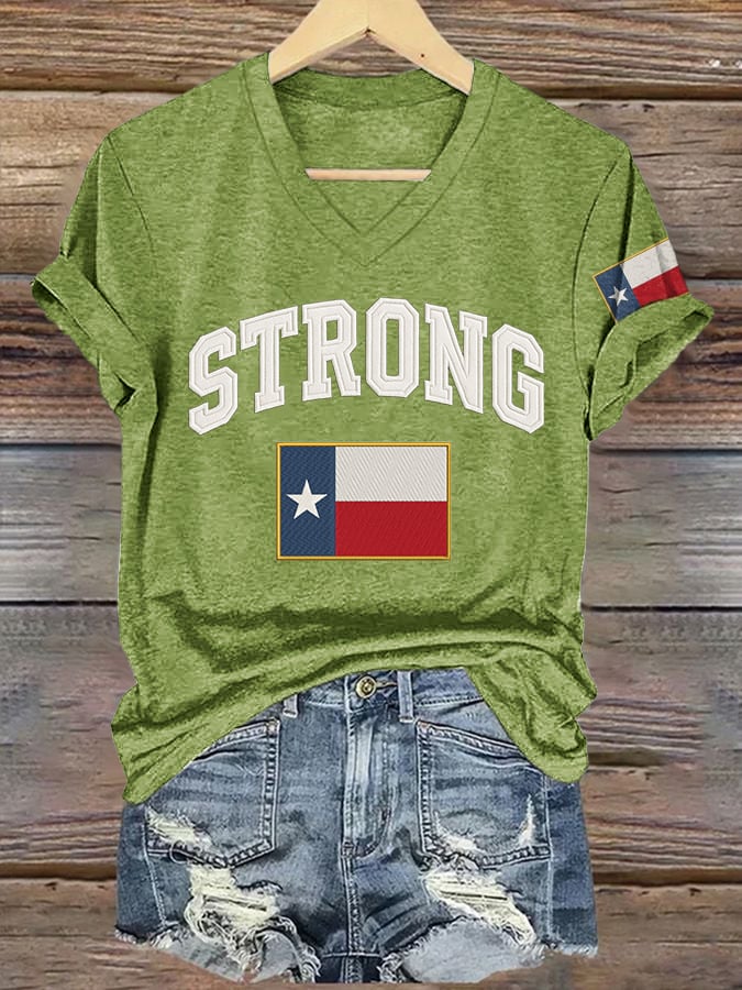 ππJoin us in praying for Texas.πV-Neck Retro Pray For Texas Texas Strong Print T-Shirt
