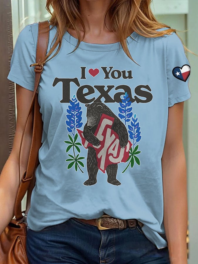 🙏💔Join us in praying for Texas.🙏Women's Retro I Love You Texas Print T-Shirt
