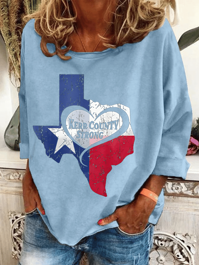 🙏💔Join us in praying for Texas.🙏Women's Kerr County Strong Heat Transfer Casual Sweatshirt