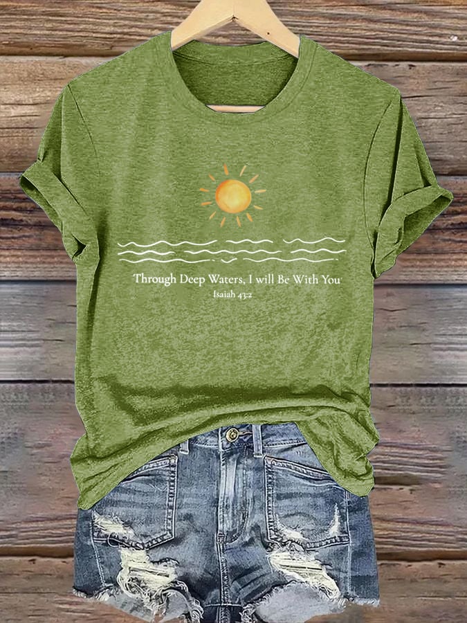 🙏💔Join us in praying for Texas.🙏Women's When You Go Through Deep Waters, I Will Be With You. Isaiah 43:2 Faith Printed T-Shirts