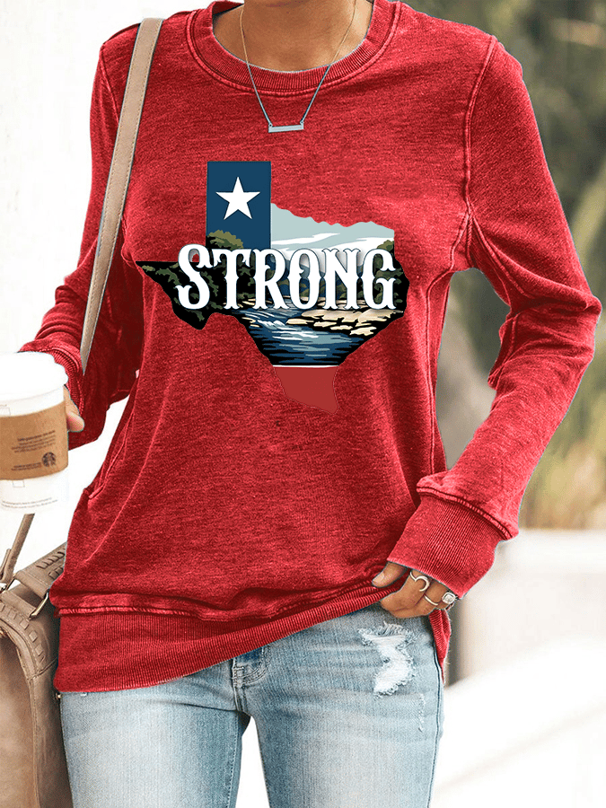 🙏💔Join us in praying for Texas.🙏Women's Texas Strong Print Round Neck Sweatshirt