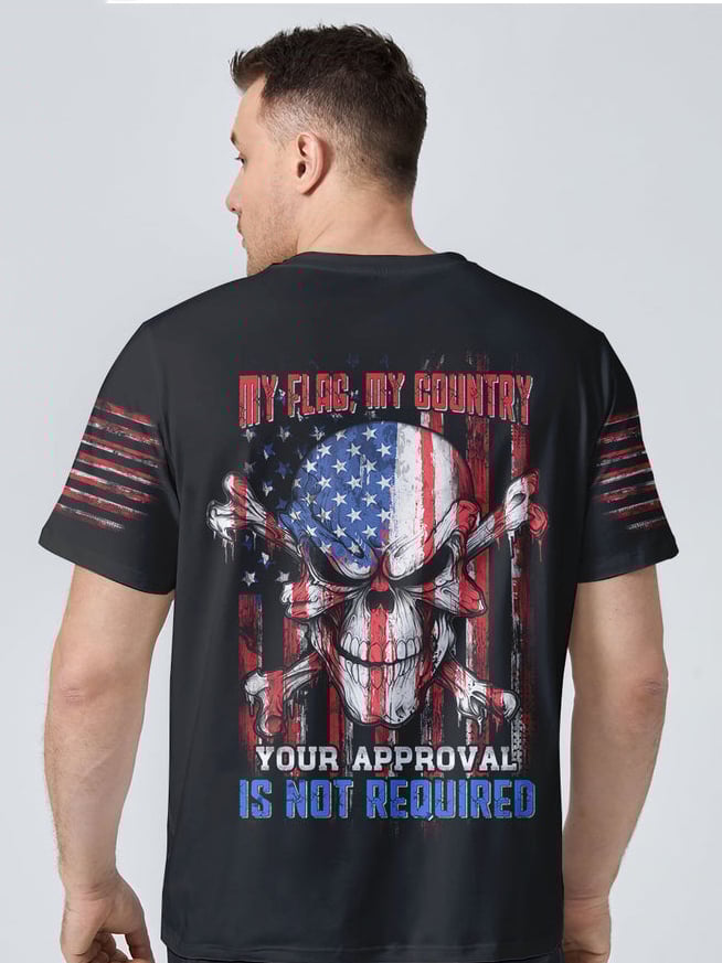 Men's Patriotic Skull Independence Day Print T-Shirt