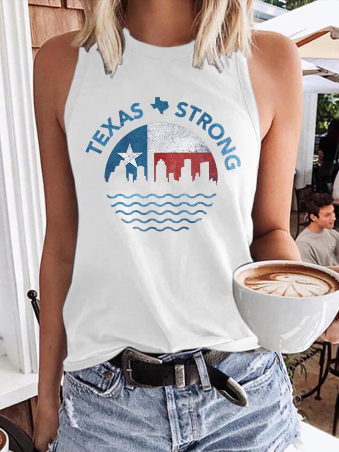 🙏💔Join us in praying for Texas.🙏Retro Texas Strong Print Tops Tank