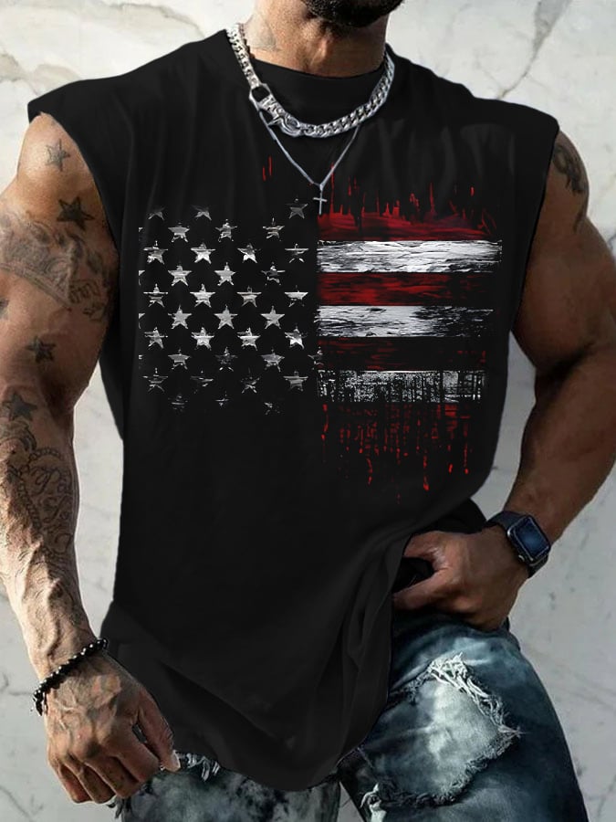 Mens Vintage Flag Print Tank Top
