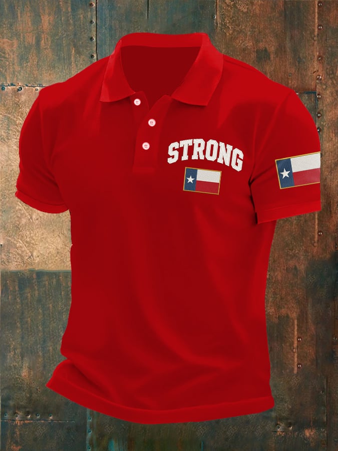 ๐๐Join us in praying for Texas.๐Men's Retro Texas Strong Printed Polo Shirt
