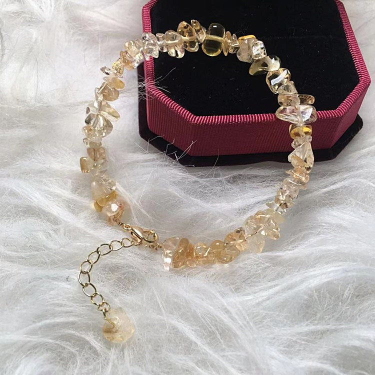 Natural Citrine Gemstone Bracelet, Crystal Beaded Bracelet