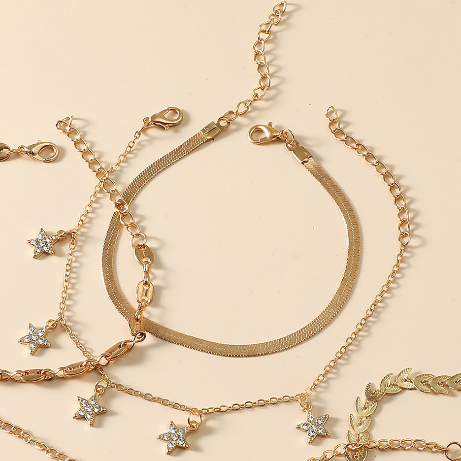 Set of 6 Boho Bracelets, Chain Bracelets For Women