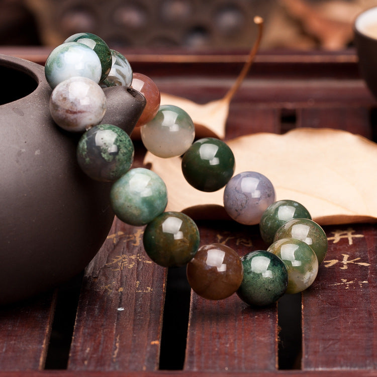 Natural Indian Agate Bracelet, Crystal Beads Bracelet