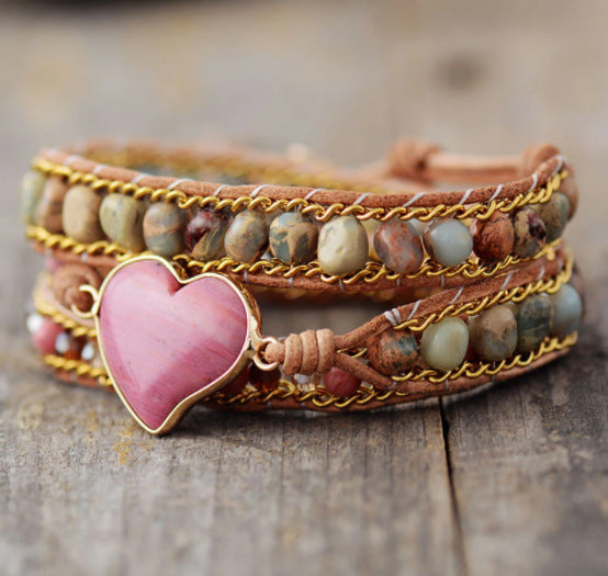 Natural Jasper Gemstone Bracelet, Crystal Beads Bracelet