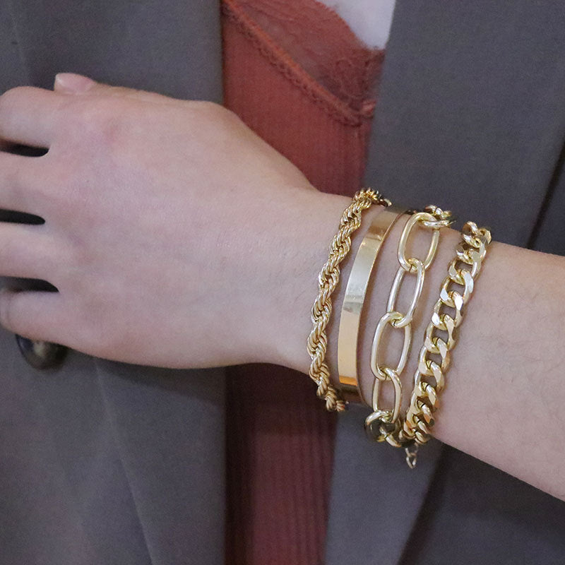 Set of 4 Chain Bracelets, Bohemian Bracelets For Women