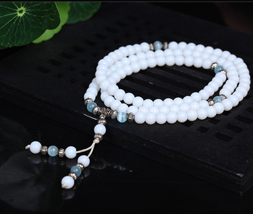Natural White Jade Bracelet, Gemstone Crystal Beads Bracelet