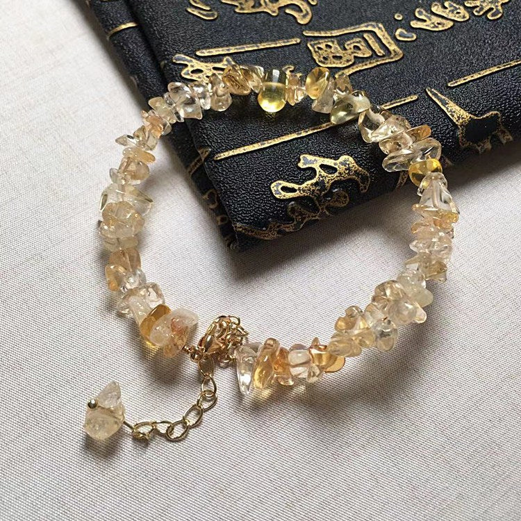 Natural Citrine Gemstone Bracelet, Crystal Beaded Bracelet