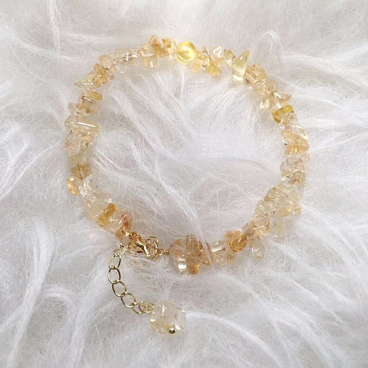 Natural Citrine Gemstone Bracelet, Crystal Beaded Bracelet