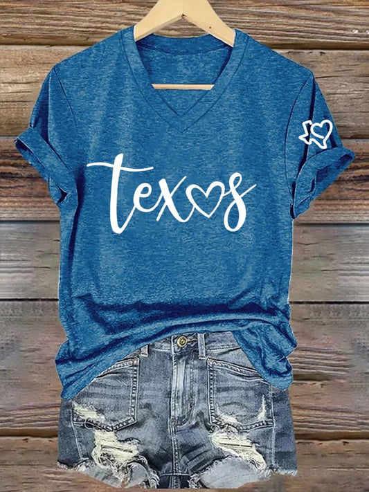 🙏💔Join us in praying for Texas.🙏Women's Texas With Heart Printed T-shirt
