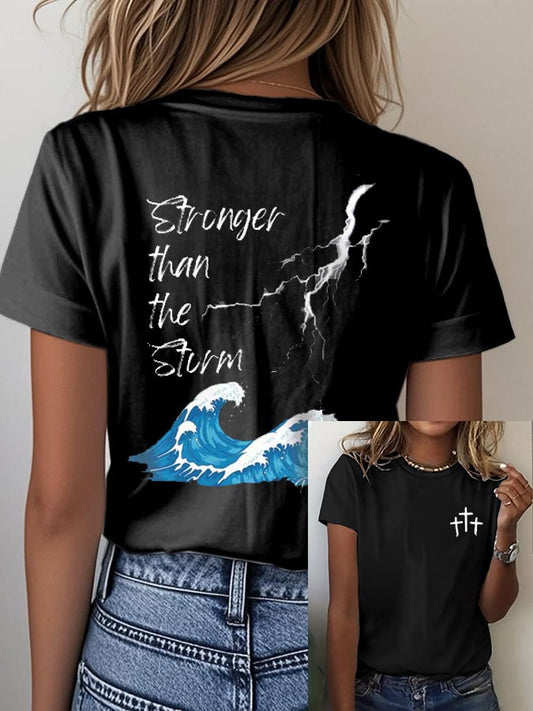 Women's Stronger Than The Storm Print Casual T-Shirt