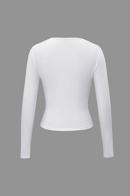 Basic Solid Round Neck Long Sleeve Top
