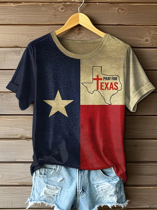 🙏💔Join us in praying for Texas.🙏Women's Pray For Texas Printed Short Sleeve T-Shirt