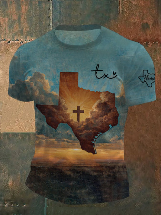 🙏💔Join us in praying for Texas.🙏Men's Texas Strong Print Crew Neck T-Shirt