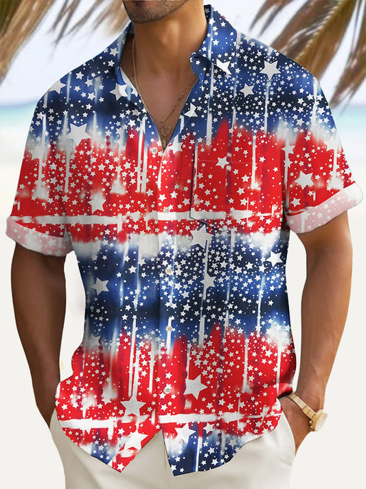 Men's Independence Day Printed Casual Shirt (With Pockets)