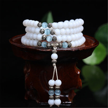 Natural White Jade Bracelet, Gemstone Crystal Beads Bracelet