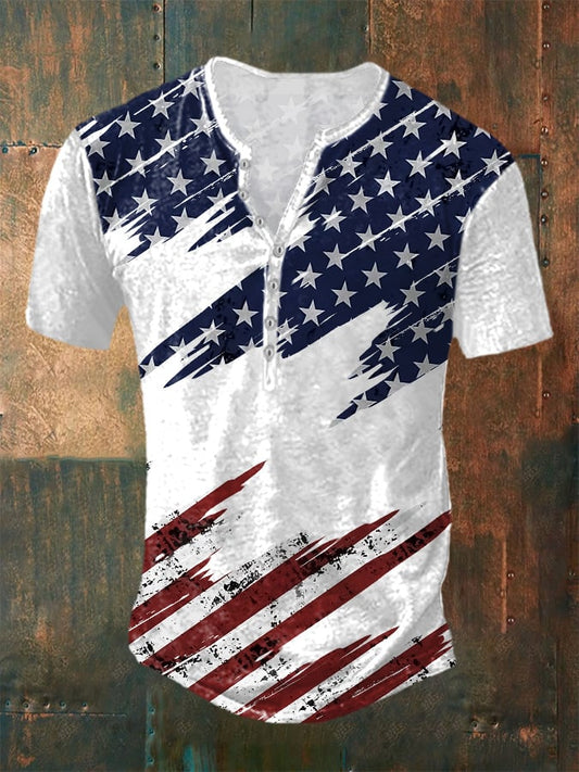Men's Retro Flag Print Casual Top