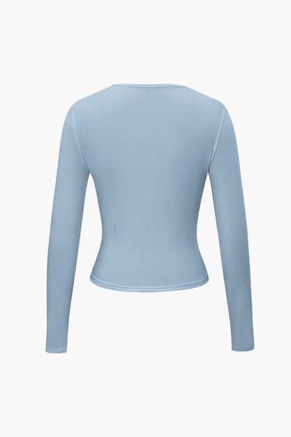 Basic Solid Round Neck Long Sleeve Top