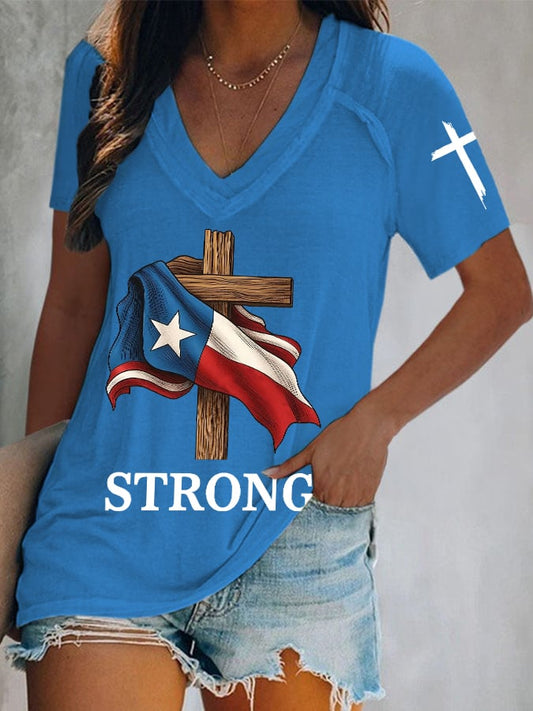 🙏💔Join us in praying for Texas.🙏Women's Texas Strong Print Short Sleeve T-Shirt