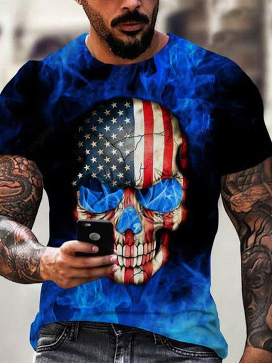 Men's Vintage Skull Print Short Sleeve T-Shirt