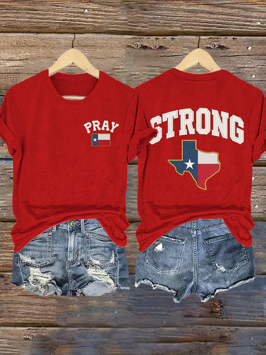 🙏💔Join us in praying for Texas.🙏Retro Pray For Texas Texas Strong Print T-Shirt