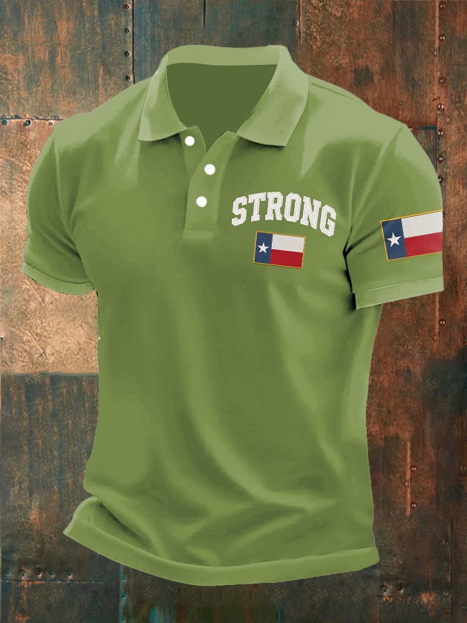 🙏💔Join us in praying for Texas.🙏Men's Retro Texas Strong Printed Polo Shirt
