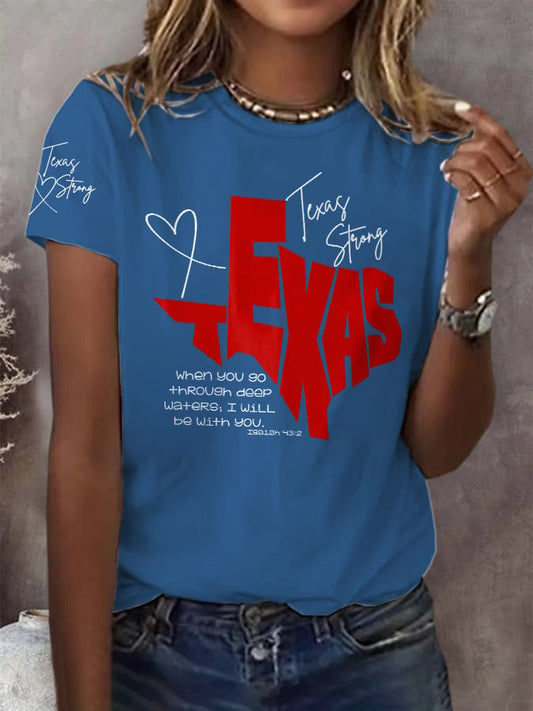 🙏💔Join us in praying for Texas.🙏Retro Texas Strong When You Go Through Deep Waters, I Will Be With You. Isaiah 43:2 Print T-Shirt