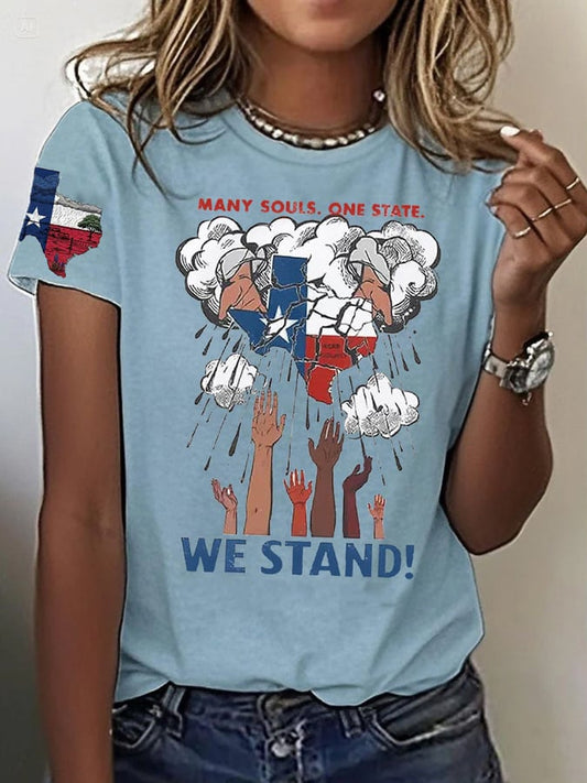 🙏💔Join us in praying for Texas.🙏Women's Texas Strong Print Crew Neck T-Shirt