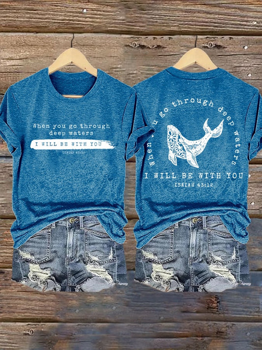 🙏💔Join us in praying for Texas.🙏Women's When You Go Through Deep Waters, I Will Be With You. Isaiah 43:2  Faith Printed T-Shirts