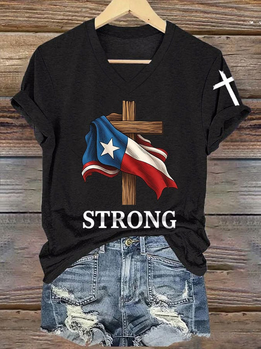 🙏💔Join us in praying for Texas.🙏Women's Vintage Texas Strong Print T-Shirt