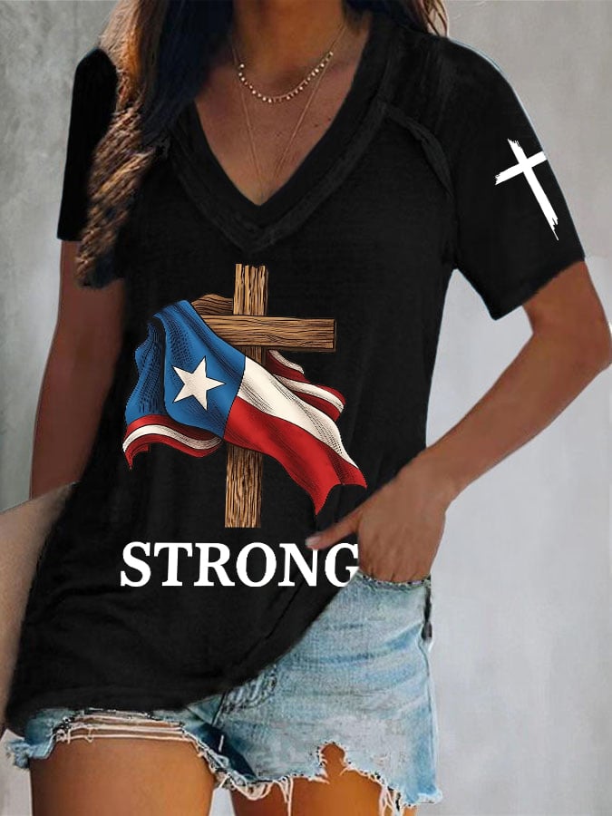 🙏💔Join us in praying for Texas.🙏Women's Texas Strong Print Short Sleeve T-Shirt