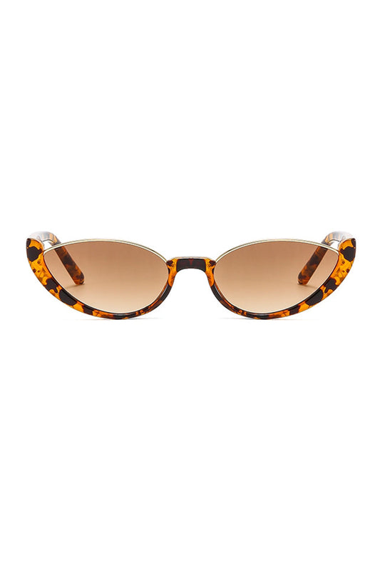 Leopard Cat Eye Half-rim Oval Sunglasses
