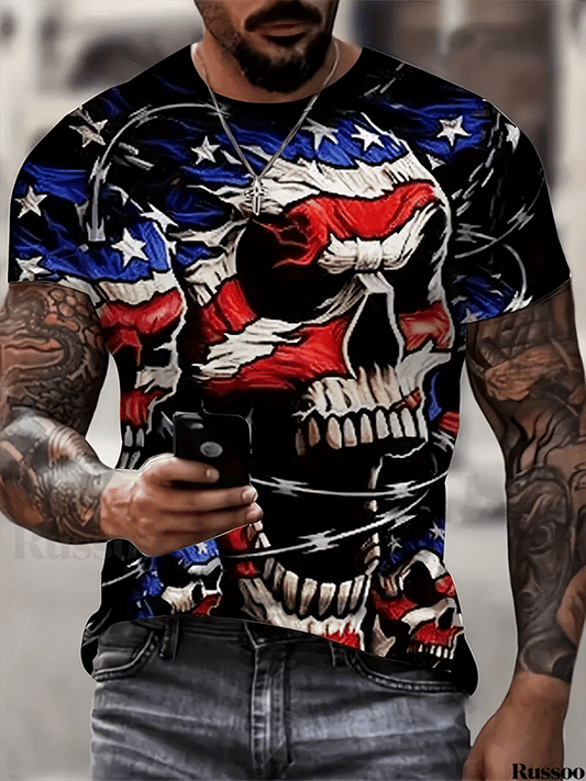 Men's Vintage Skull Print T-Shirt