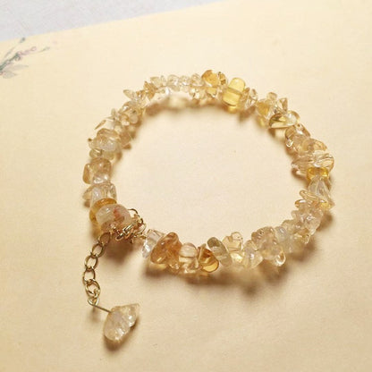 Natural Citrine Gemstone Bracelet, Crystal Beaded Bracelet