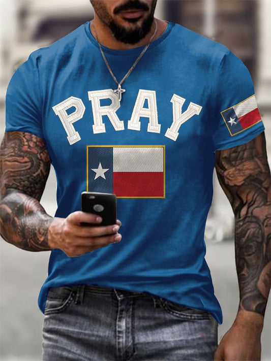 🙏💔Join us in praying for Texas.🙏Men's Retro Pray For Texas Texas Strong Print T-Shirt