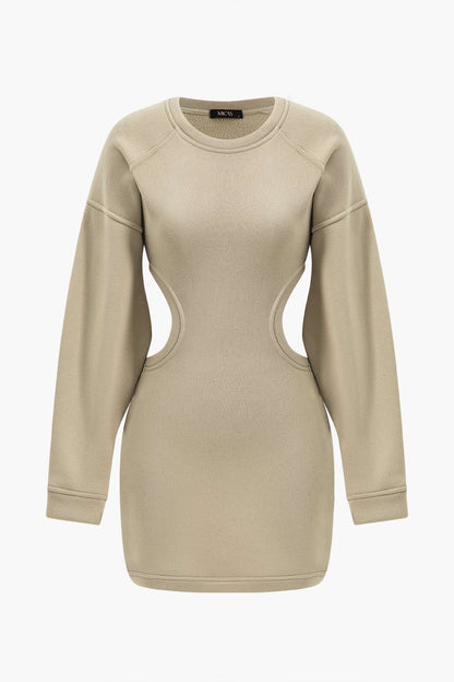 Cut Out Waist Lantern Sleeve Mini Dress